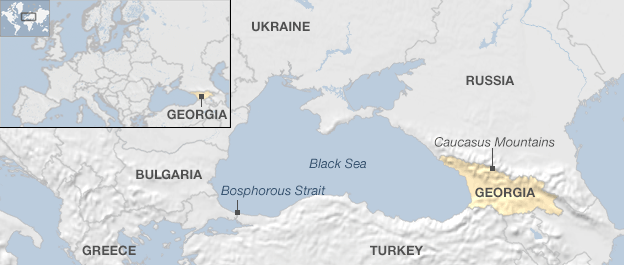 Location of Georgia. Photo courtesy of the BBC News