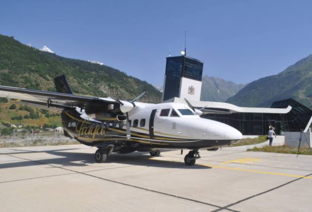 Czech L410 plane at Mestia airfield. Photo by Georgia's United Airports Association
