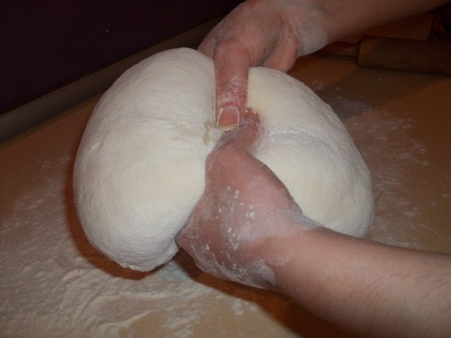 Divide the dough into two pieces