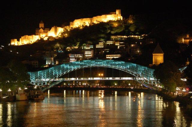 The Bridge of Peace and Narikala Castle in Tbilisi