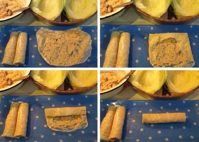 folding-a-cabbage-leaf-for-nuts in cabbage leaves-recipe