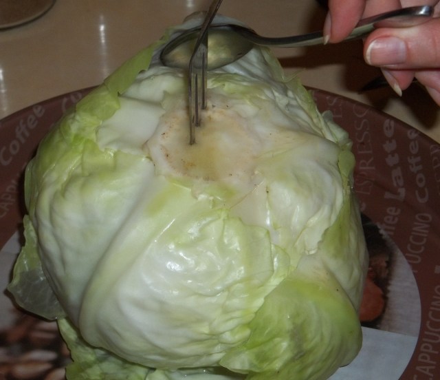 peel-off-cabbage-leaves-with-a-spoon-for-nuts in cabbage leaves-recipe
