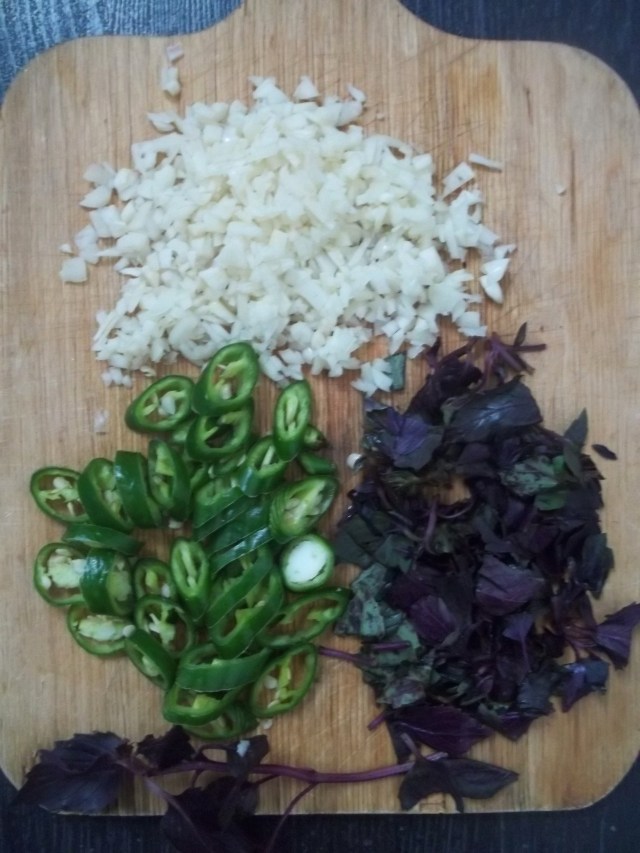 Chopped Ingredients for Mushroom Chashushuli