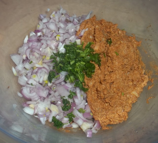 Mixing Ingredients for Ekala Dish