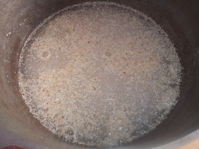 Add Water to Cornmeal for Elarji Recipe