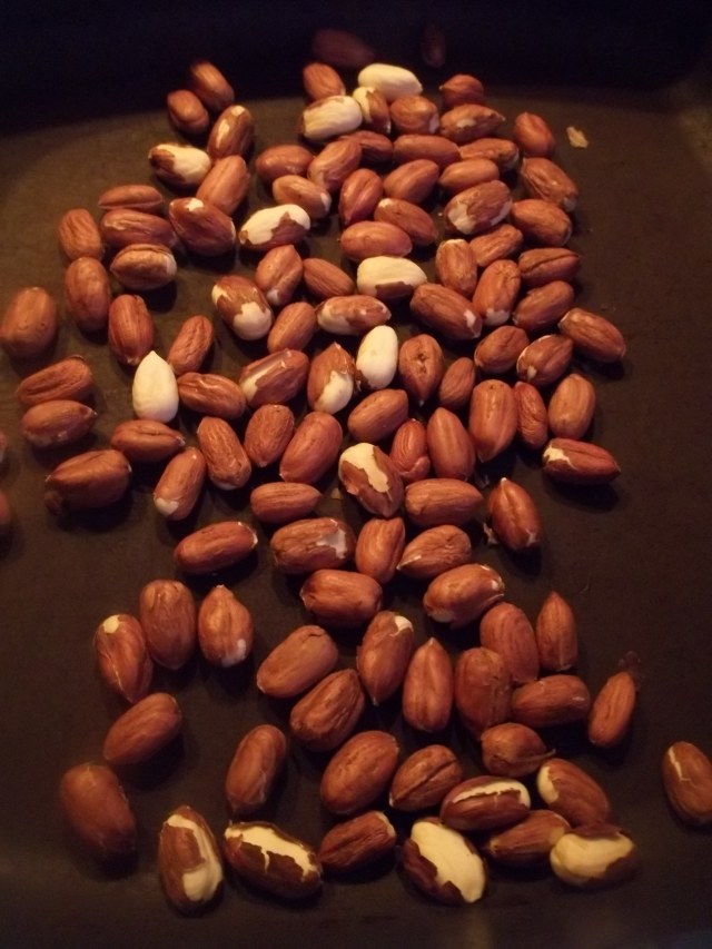 Heating Hazlenuts for Georgian Chicken with Nuts Recipe