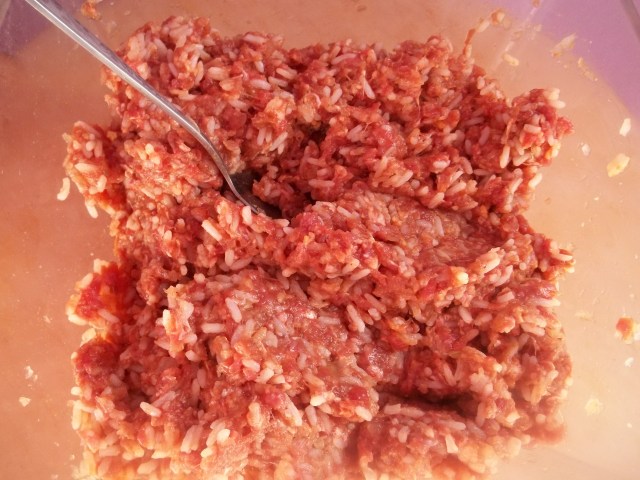 Mixing Ingredients for Tolma Recipe