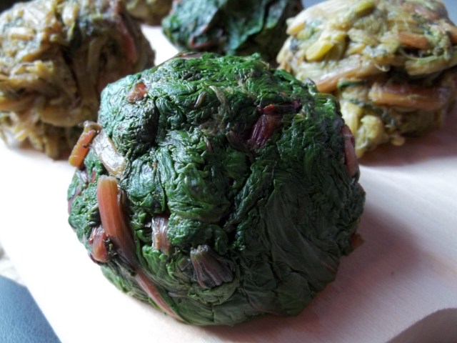 A Ball of Squeezed Beetroot Leaves