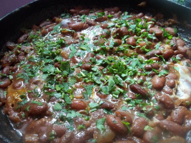 Adding Mint to Lobio Beans for Lobio with Mint and Eggs Recipe