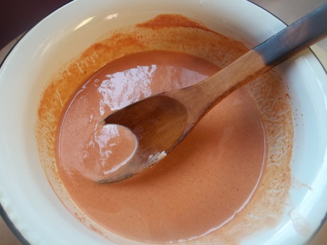 Adding Water to Tomato and Sour Cream