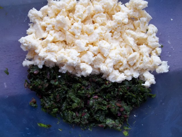 Cheese and Beetroot Leaves for Chakhragina Khachapuri