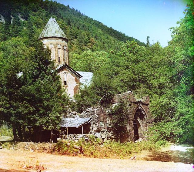 Color Photograph of Timotisubani Church by Sergey Mikhaylovich Prokudin-Gorsky