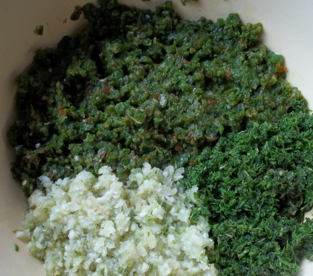 Ground Ingredients for Green Ajika Recipe