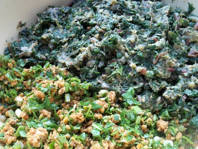 Herbs and nuts mixture beetroot leaf and stalk mixture for Fkhali Beetroot Leaf and Nuts Recipe