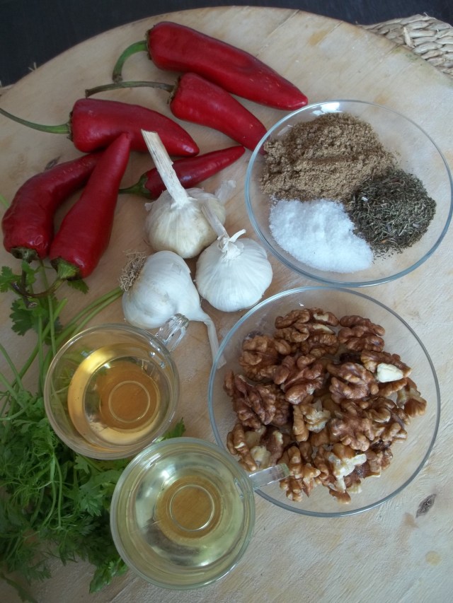 Ingredients for Ajika with Walnuts