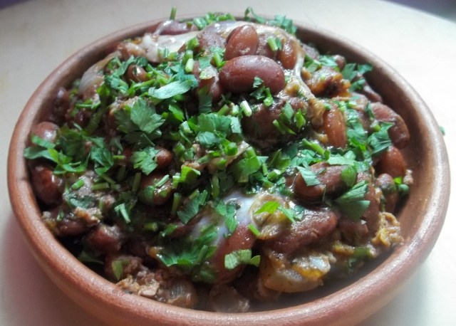 Lobio with Mint and Eggs Ready for Serving