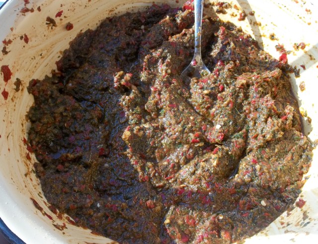 Mixed Ingredients for Megrelian Ajika Recipe