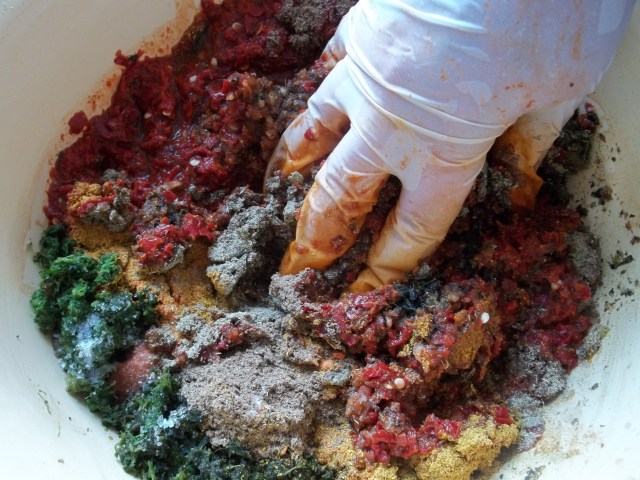 Mixing Ingredients for Megrelian Ajika Recipe