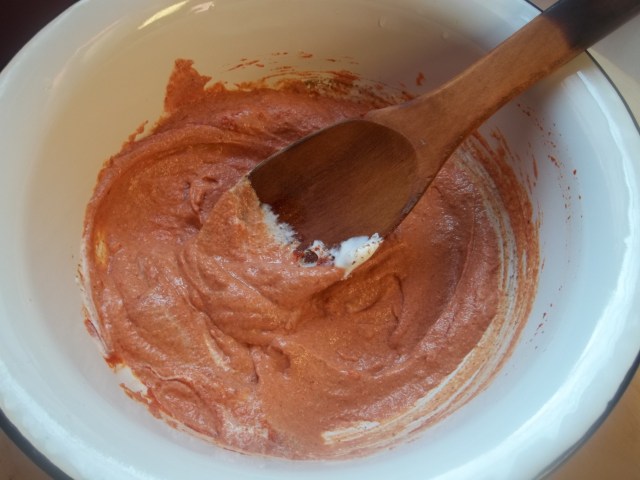 Mixing Ingredients for Tomato and Sour Cream Sauce