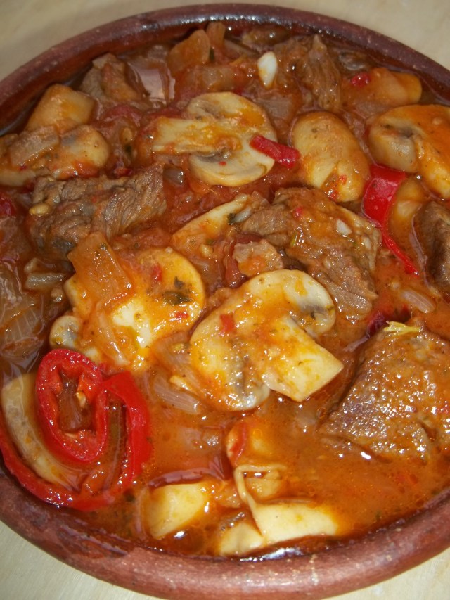 Pork Chashushuli with Mushrooms Ready for Serving