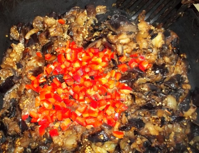 adding-sweet-red-pepper-to-eggplant