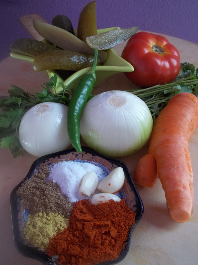 Ingredients for Lobio with Marinated Cucumber