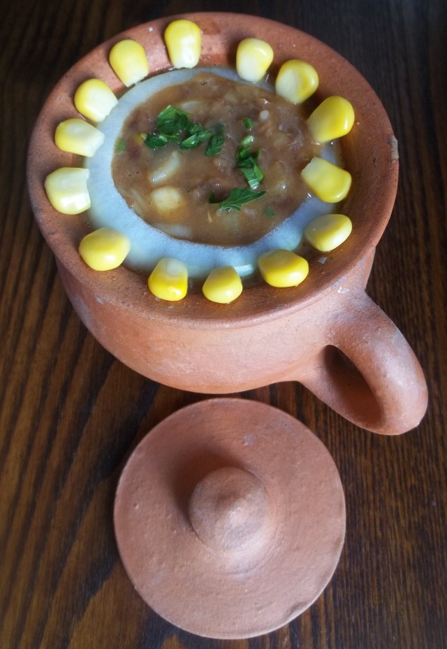 Lobio with Sweetcorn Ready for Serving