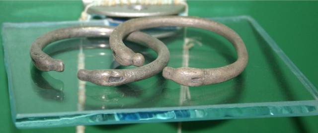 5th century B.C. silver bracelets found at the Greek/Colchian settlement of Pichvnari. Photo by Jonathan Cardy, via Wikimedia Commons.