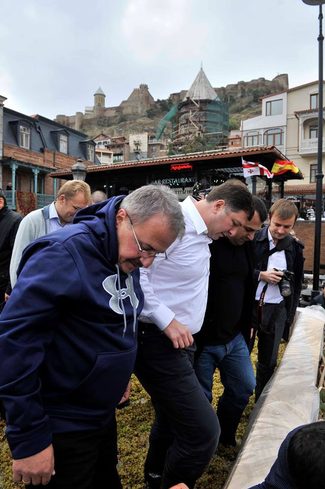 The Mayor of Tbilisi treading grapes at the Tbilisioba - 2013. Photo courtesy of Tbilisi Mayor’s Administration.