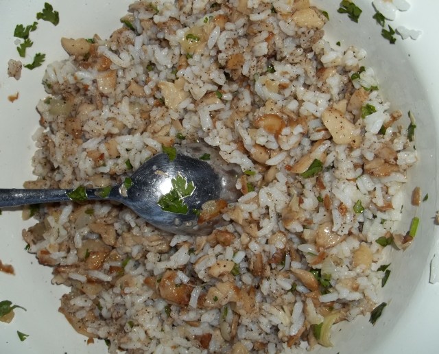 Mixing Ingredients for Oyster Mushroom Pastry Recipe