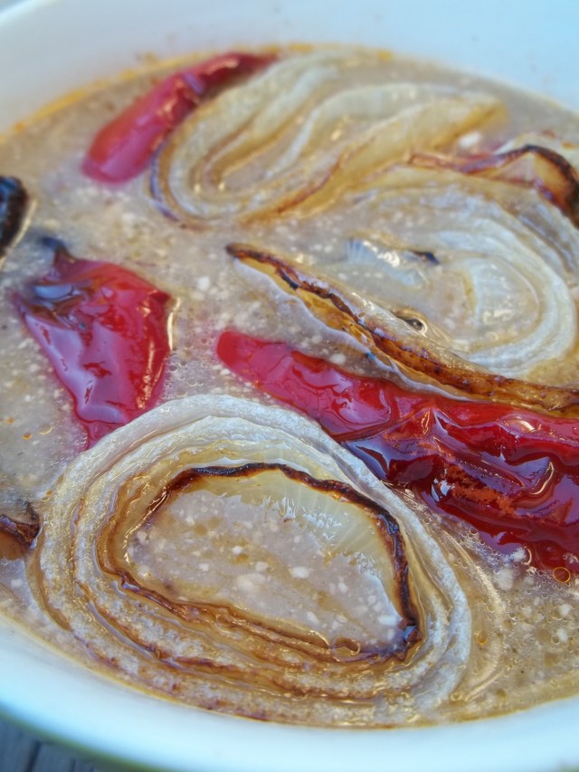 Satsivi with Red Peppers and Onions