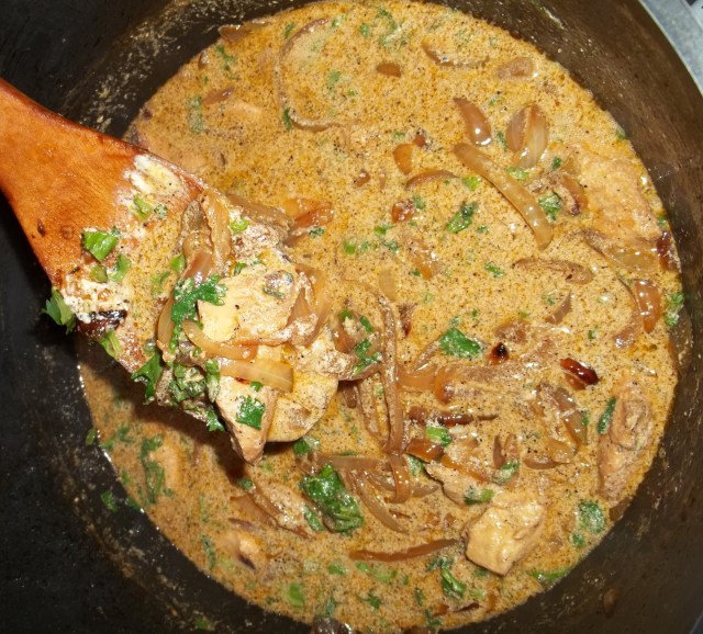 Stirring Chicken with Sour Cream