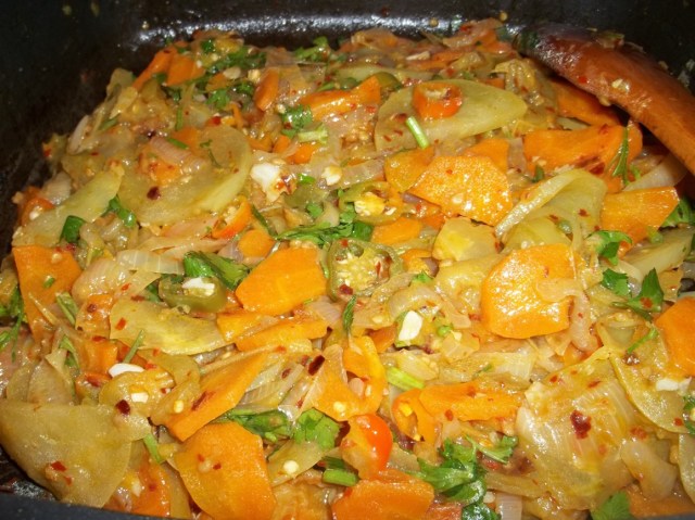 Stirring Ingredients for Fried Green Tomatoes Recipe