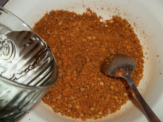 Adding Water to the Satsivi Mixture