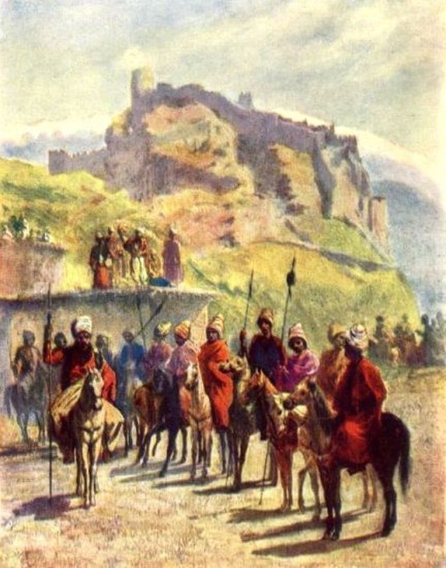 An illustration of Atskuri Fortress published in 1847