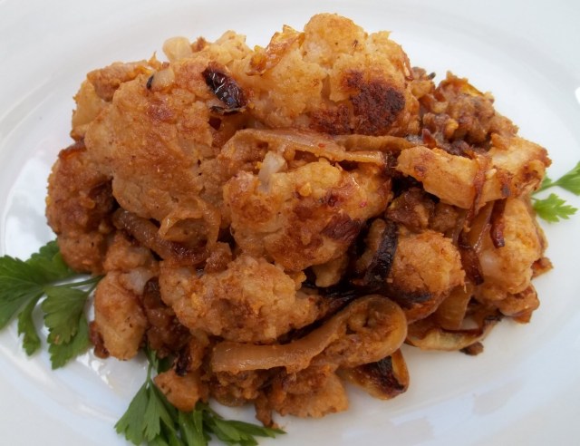 Cauliflower with Walnuts Ready for Serving