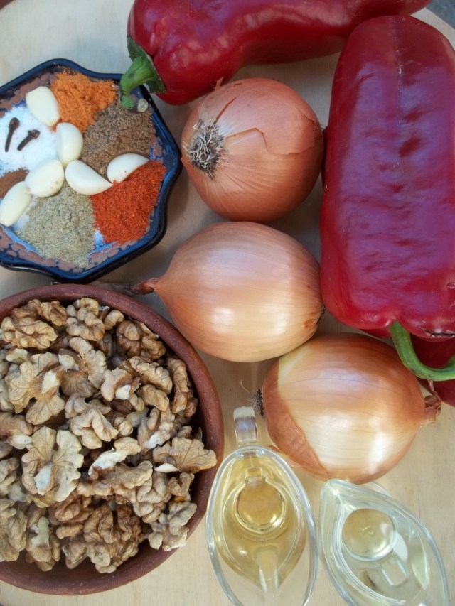 Ingredients for Satsivi with Red Peppers and Onions
