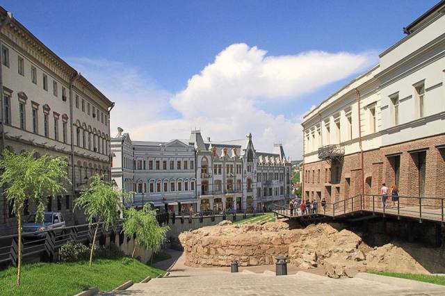 Old Tbilisi City Wall on display in Puskin Street