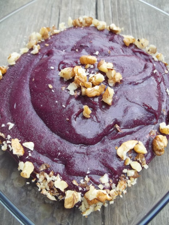 Pelamush garnished with crushed walnuts