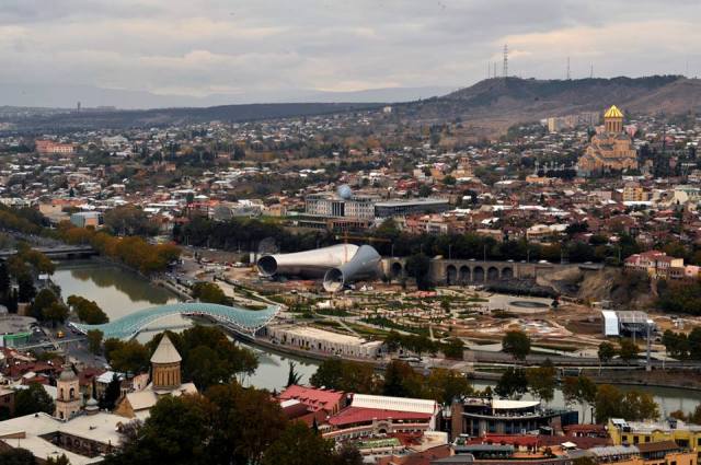 Rike Park, with Sameba Cathedral in the background. Photo courtesy of Tbilisi Government