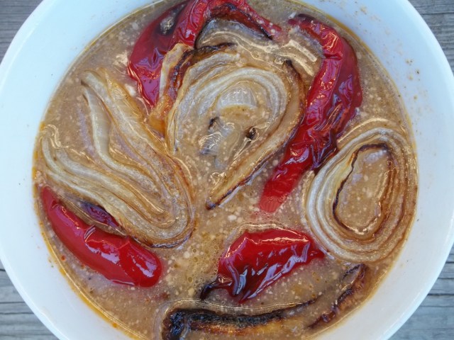 Satsivi with Red peppers and Onions - Copy