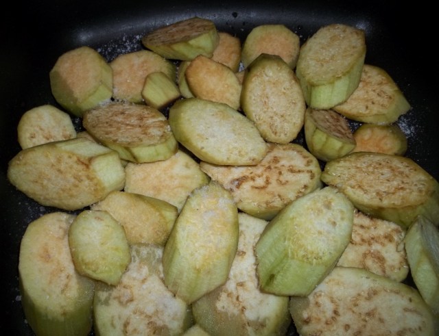 Frying Eggplant for Eggplant Caviar Recipe