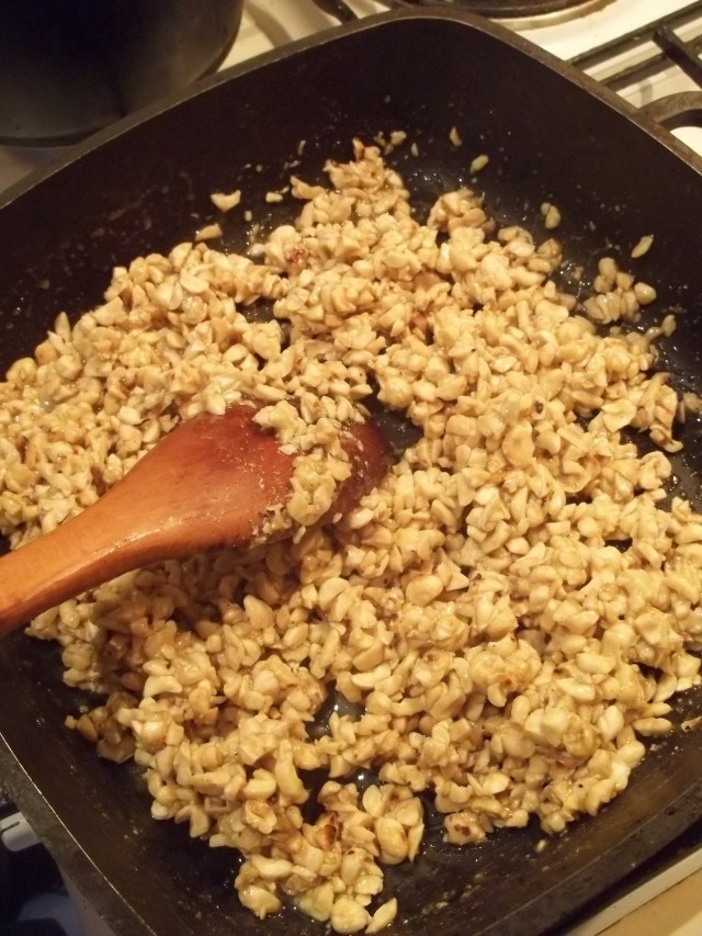 Mixing Hazelnuts with Honey Mixture - Copy