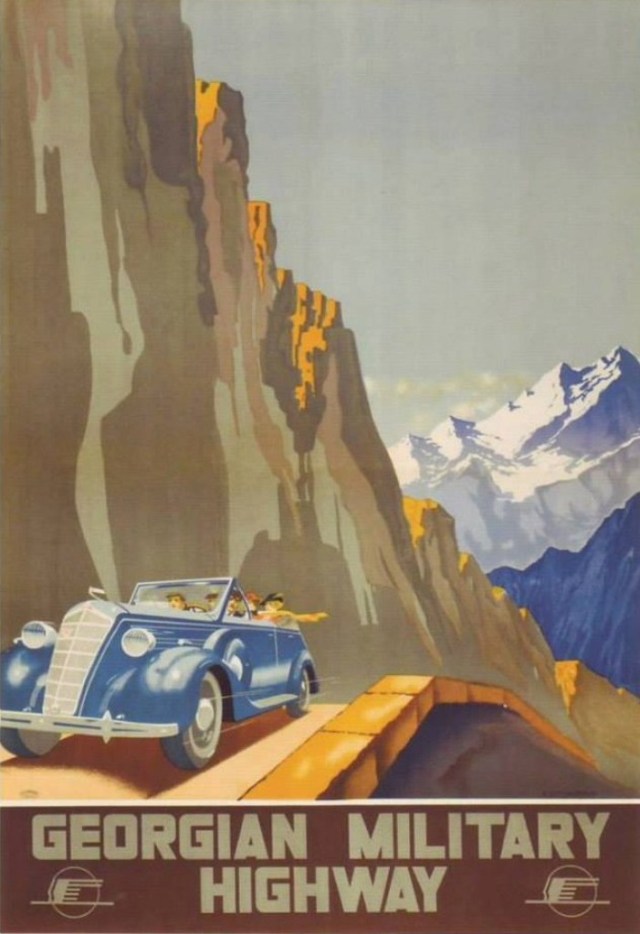 Soviet era tourism poster promoting the Georgian Military Road