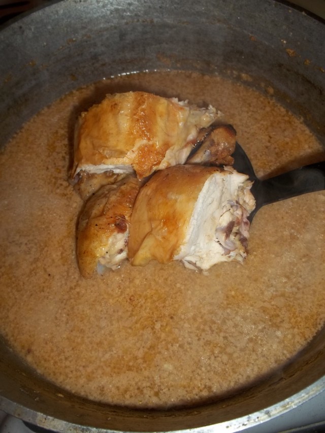 Adding Chicken to the satsivi - Copy