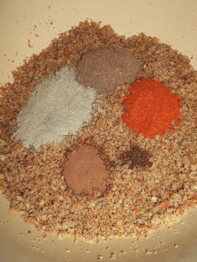 Adding Spices to ground walnuts - Copy