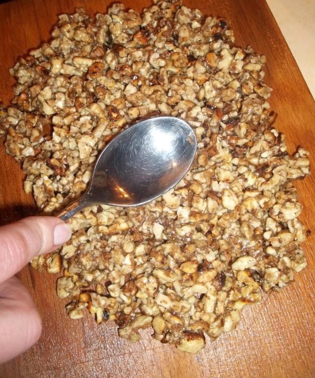 Using a Spoon to Flatten the Walnut Mixture - Copy