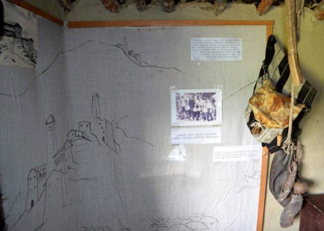 Depiction of Tushetian towers in the Tusheti Ethnography Museum of Keselo
