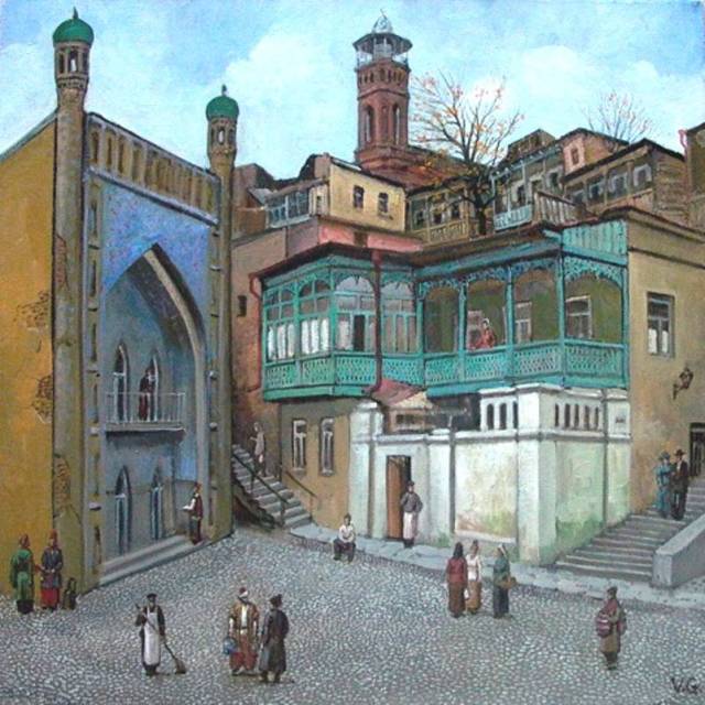 A painting of Old Tbilisi by Giovanni Vepkhvadze