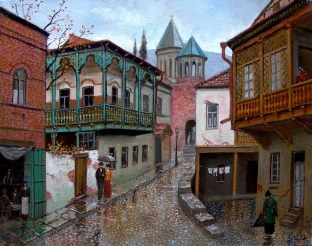 A painting of Old Tbilisi by Giovanni Vepkhvadze